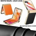 thumbnail image 4 of Dteck PU Leather Case for Motorola Moto Razr Ultra 2025 / Razr 60 Ultra with Built-in Screen Protector & Hinge Protection, Shockproof Plating Ultra Slim Hard Frame Protective Cover, Green, 4 of 7