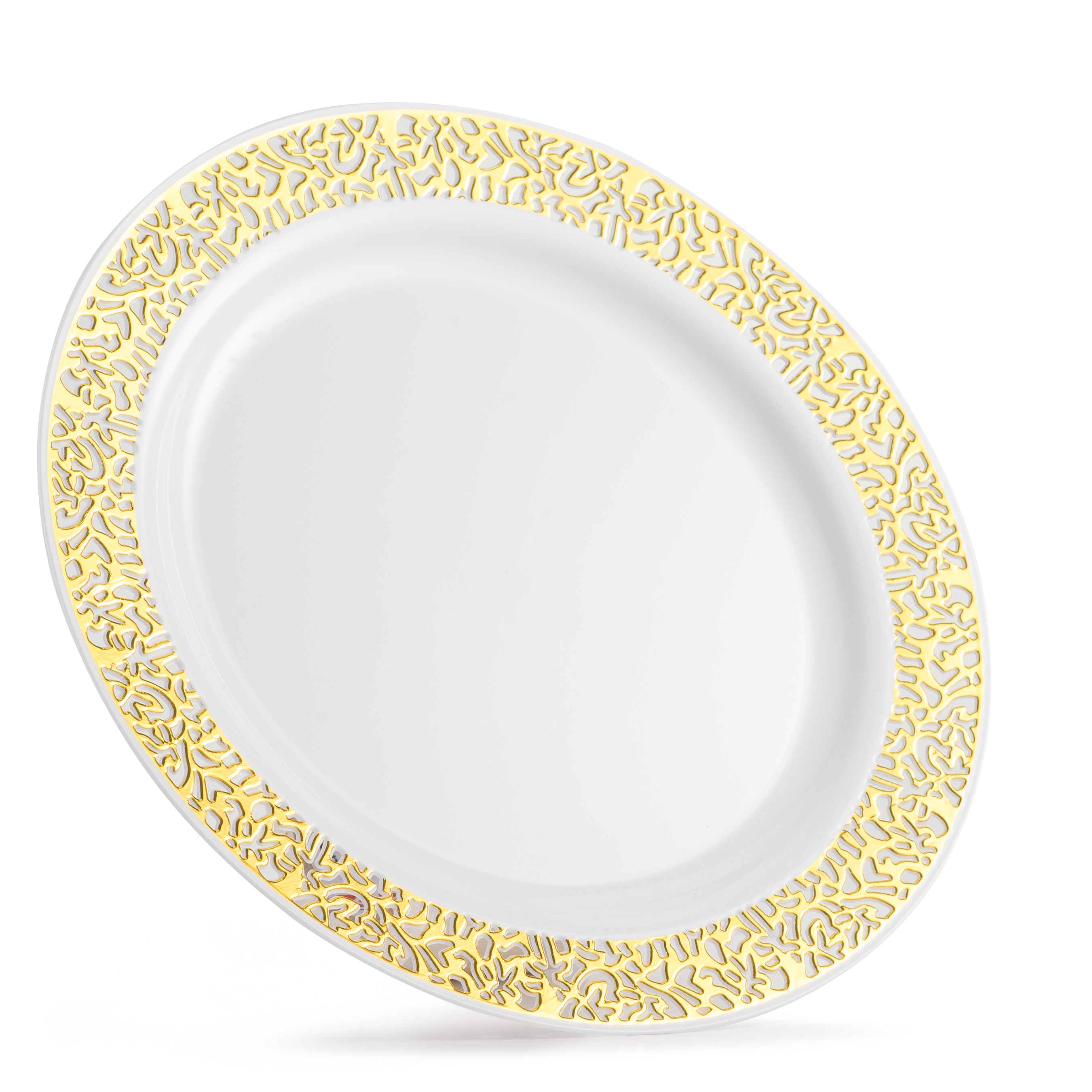 Host & Porter Gold Rim Plastic Dinner Plates, 10.25", 10 Count