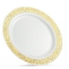 Host & Porter Gold Rim Plastic Dinner Plates, 10.25", 10 Count