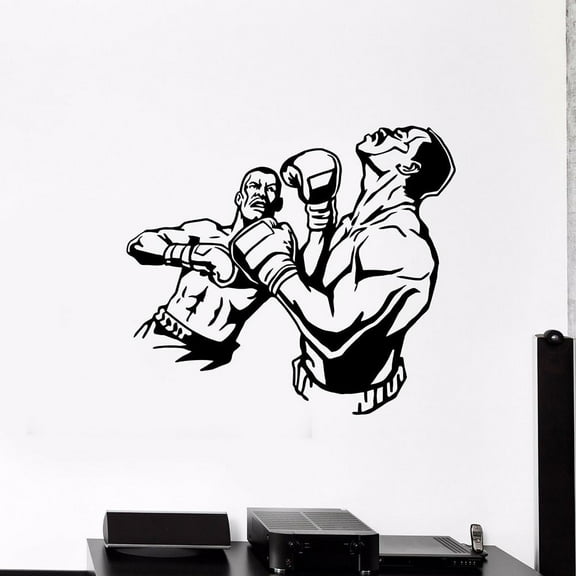 Boxing Sport Wall Decal Fight Boxing Knockout Sparring Sport Vinyl Wall Sticker Boxing Gym Bedroom Decoraton Wallpaper 42x37cm