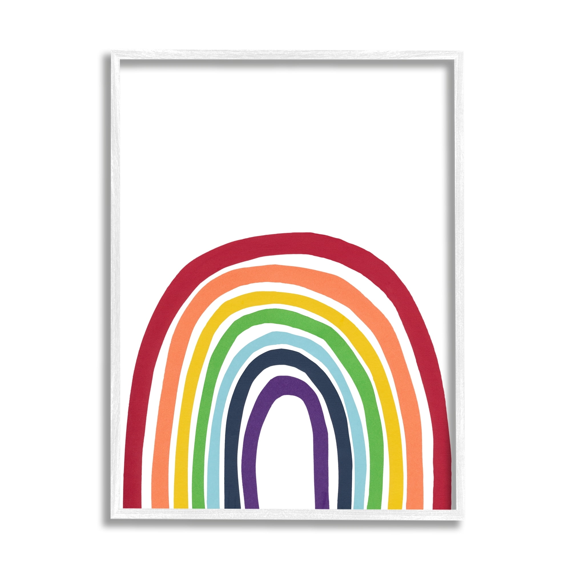 Stupell Industries Whimsical Asymmetrical Rainbow Stripes Modern Kids Design Graphic Art White Framed Art Print Wall Art, Design by Bronwyn Baker