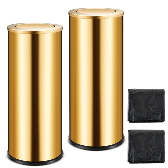 Juego de 2 botes de basura Reallnaive de 30 L, acero inoxidable dorado con tapa abatible