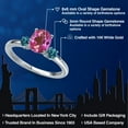 thumbnail image 2 of Gem Stone King 14K White Gold Pink Mystic Topaz and London Blue Topaz Engagement Ring for Women | 1.56 Cttw | Oval 8X6MM | Gemstone November Birthstone | Size 5, 2 of 6