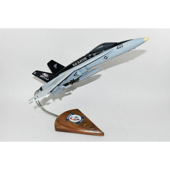 VFA-34 Blue Blasters F/A-18C Model, Navy, 1/37th (18") Scale, Mahogany