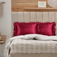 thumbnail image 4 of PiccoCasa 2Pcs Satin Ruffled Pillowcase Burgundy King, 4 of 7