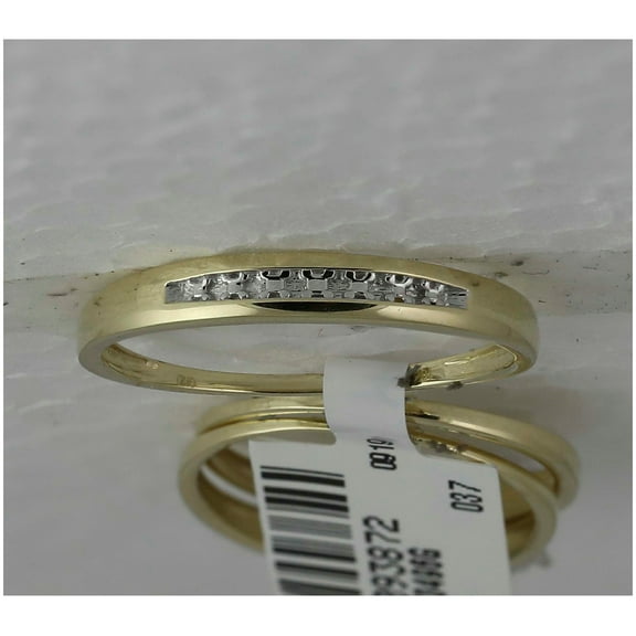10K Yellow Gold His Hers Round Diamond Solitaire Matching Wedding Set 1/12 Cttw, Womens Size: 5-10, Mens Size: 7-13