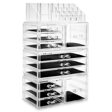 Casafield Cosmetic Makeup Organizer & Jewelry Storage Display Case, Acrylic Stackable Drawer Set