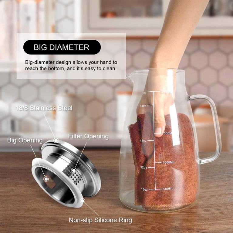 Aofmee 68oz Glass Pitcher with Stainless Steel Lid photo 7