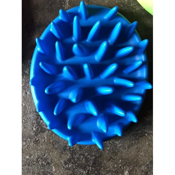 Comedero interactivo para gatos Catch, comedero para perros y gatos antideslizante con forma de rompecabezas para comida lenta, color azul.