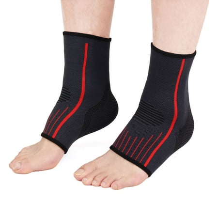 1 Pair Dark Gray Red Knitting Ankle Brace Support for Sport Running ...