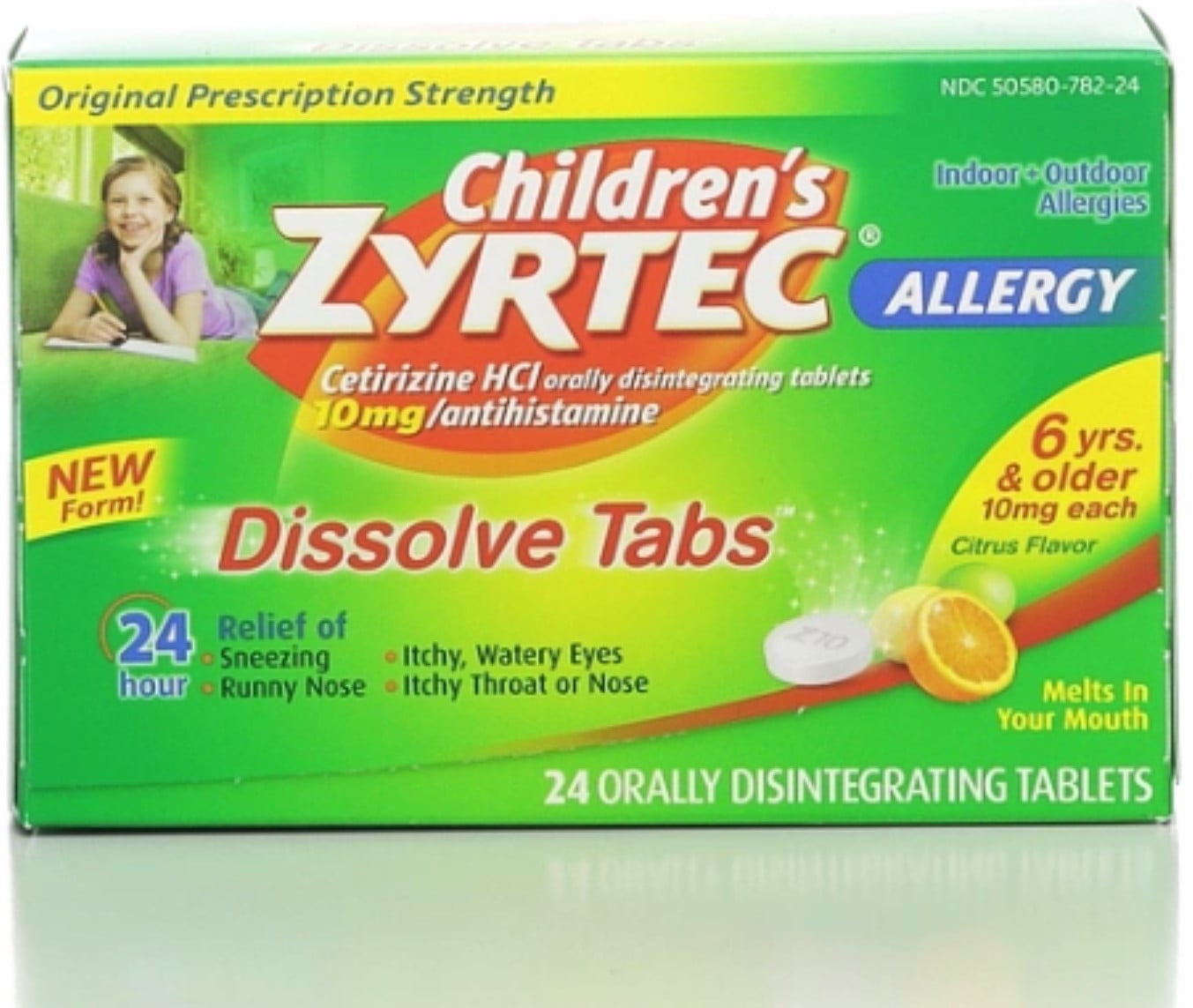 Zyrtec Children's 24 Hour Allergy Dissolve Tabs, Citrus 24 ea (Pack of