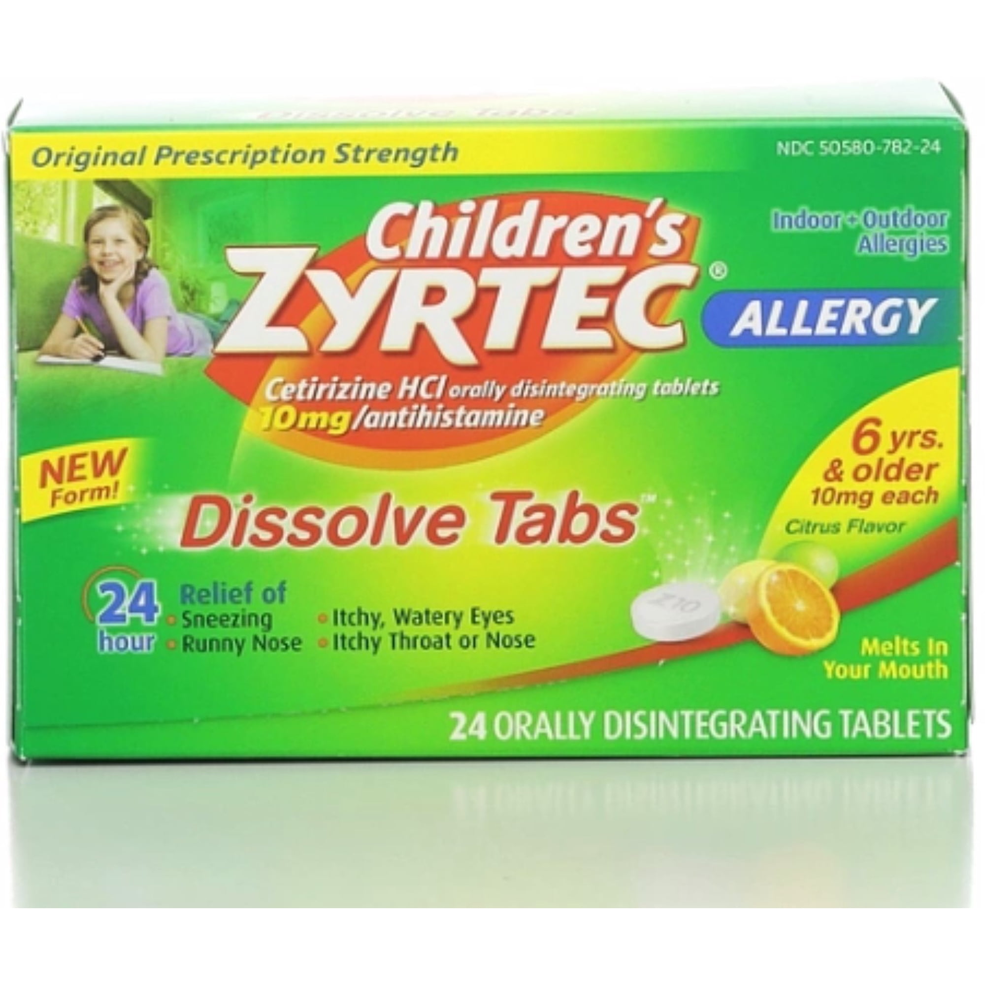 Zyrtec Children's 24 Hour Allergy Dissolve Tabs, Citrus 24 ea (Pack of 4)