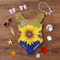 thumbnail image 5 of Abcomgle Baby Girl Swimsuit Sunflower Print One Piece Girls Swimsuit Ruffled Stretchy Girls Bathing Suit, 5 of 7