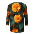 thumbnail image 4 of CYMMPU Fall Fashion Shirts 3/4 Sleeve Round Neck Spring Tops Floral Printed Blouses for Women Dressy Casual Loose Fit Tunic Tops Lightweight Basic T-Shirts Multicolor M, 4 of 5