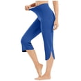 thumbnail image 2 of CFLVAEK Capri Leggings for Women Side Split High Waisted Yoga Pants Stretch Tummy Control Workout Running Capris Legging Blue XXL, 2 of 7