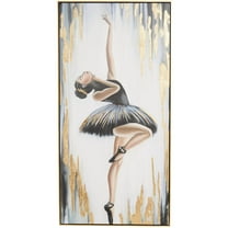 30" x 59" Ballet Dancer Framed Wall Art with Black and Gold Foil Accents, by DecMode