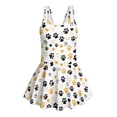 thumbnail image 4 of COEQINE Girls One Piece Swimsuit with Attached Liner, Scoop Neck V-Back Swim Dress for Swim Lessons, Polyester Spandex Bathing Suit for Girls 3-4 Year Olds, Yellow Black Paw Heart Print, 4 of 8