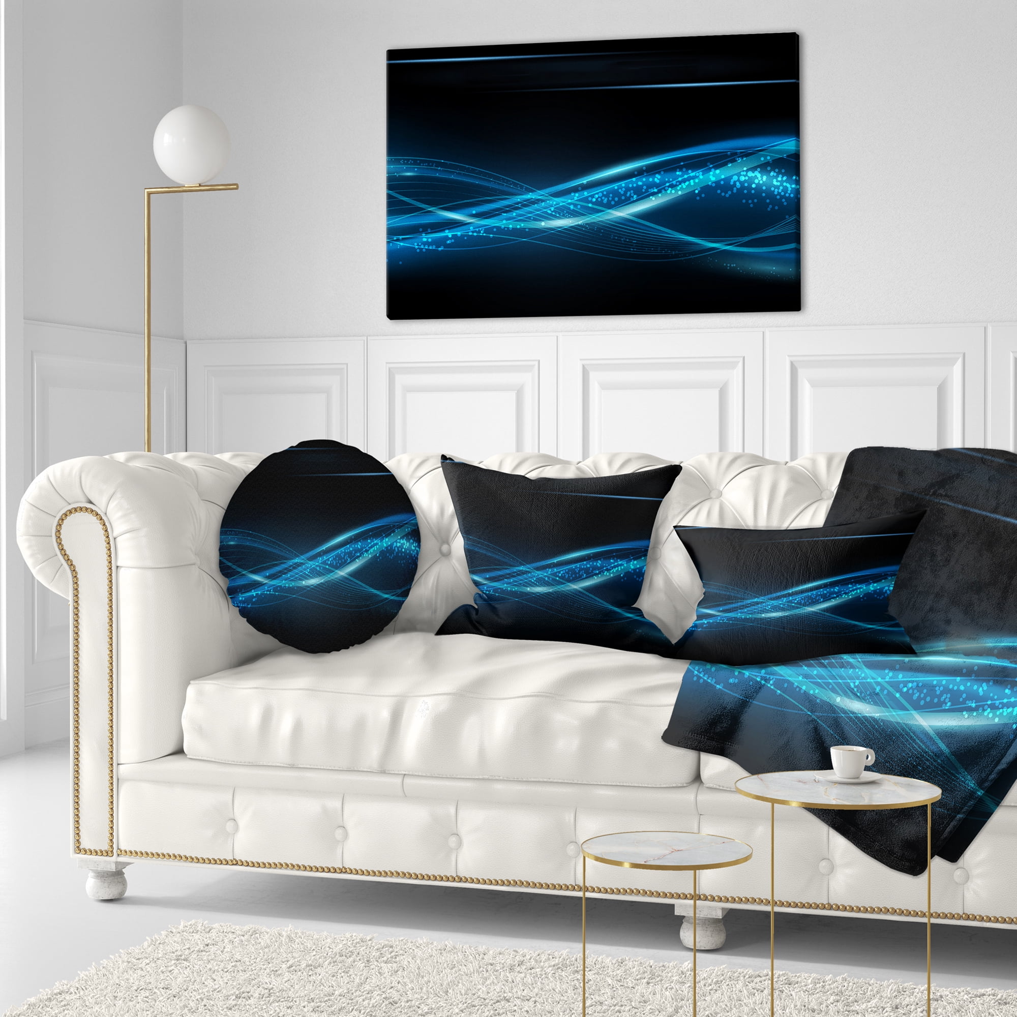 Designart Blue Abstract Vector Pattern - Contemporary Throw Pillow - 12x20