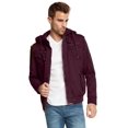 thumbnail image 3 of Maximos Men's Sherpa Lined Sahara Hooded Multi Pocket Bomber Jacket (Wine, XXX-Large), 3 of 12