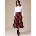 thumbnail image 3 of DARING DIVA Women's Vintage Plaid A-Line Work Long Maxi Skirt XX-Large Brown Red, 3 of 6