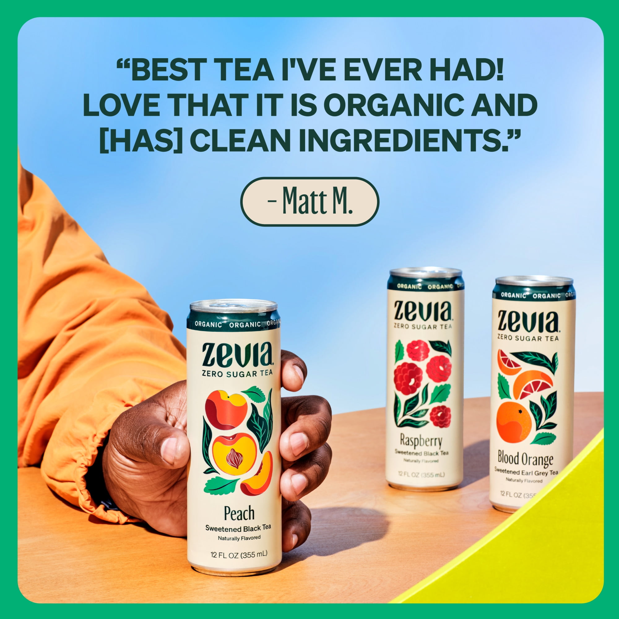 Zevia Zero Sugar Black Tea Peach, Sweet Soft Drink, 12 Fl Oz