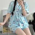 thumbnail image 3 of Cute Chiikawa 2Pcs Pajamas Suit Kawaii Summer Women Homewar Short Sleeve Pants Cartoon Sleepwear, 3 of 26