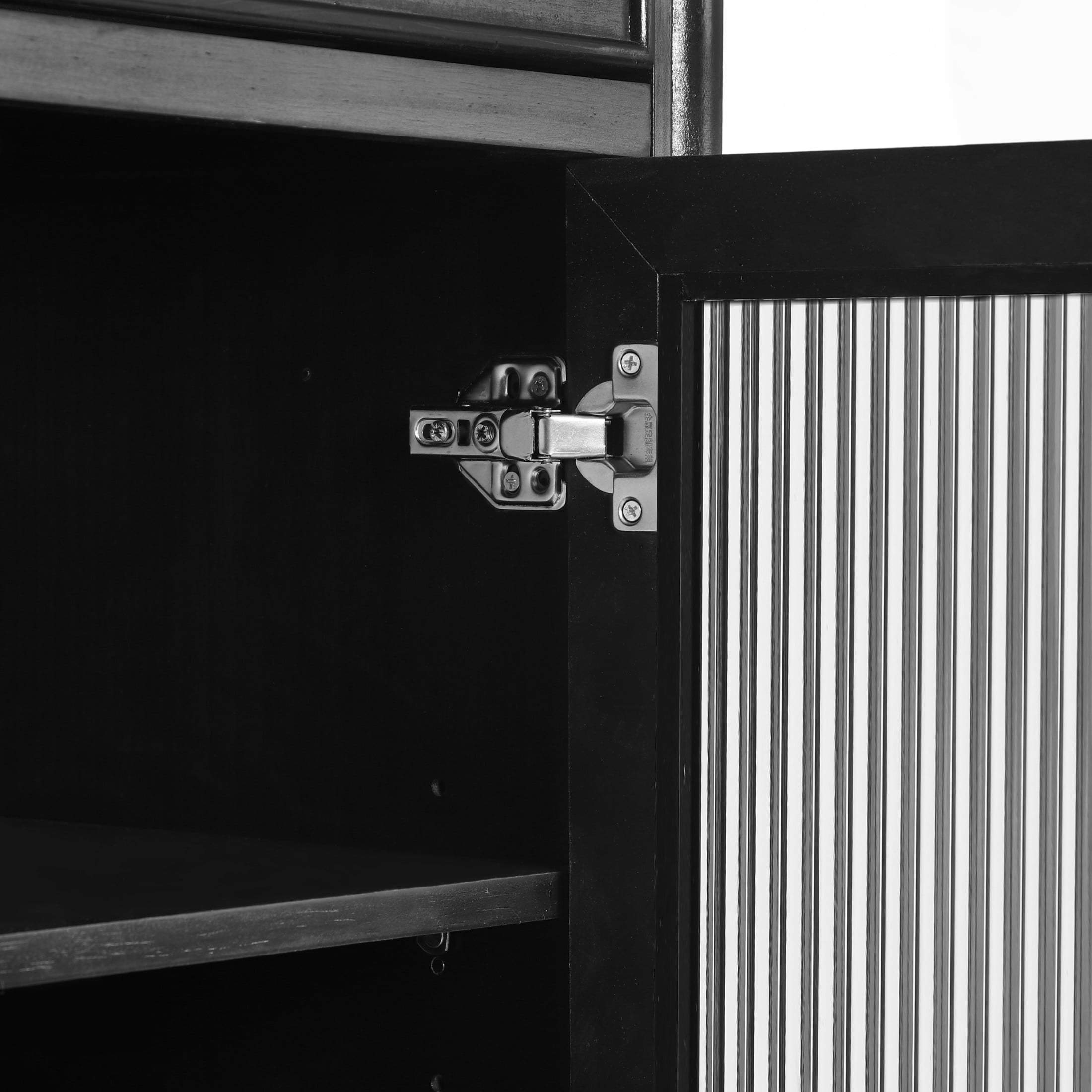 Christopher Knight Home 54" Vintage Buffet Sideboard Cabinet with 3 Drawers and Glass Doors, Black