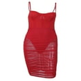 thumbnail image 3 of Women‘s Sleeveless Mesh Sheer Dress Bodycon See Through Spaghetti Strap Club Party Ruched Mini Dress, 3 of 5