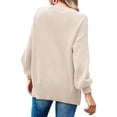 thumbnail image 3 of Fall Winter Crewneck Women Casual Knit Sweater Ribbed Side Slit Loose Pullover, 3 of 5