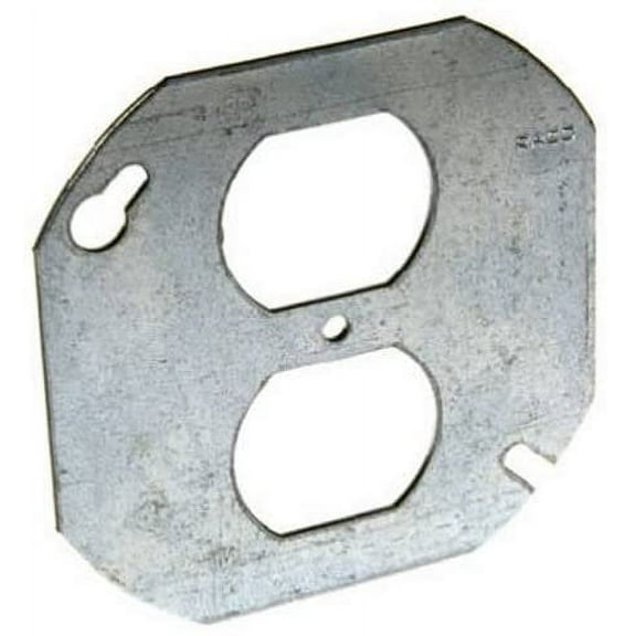 RACO Single Gang Octagon Duplex Outlet Plate Cover - Silver - 4 In.