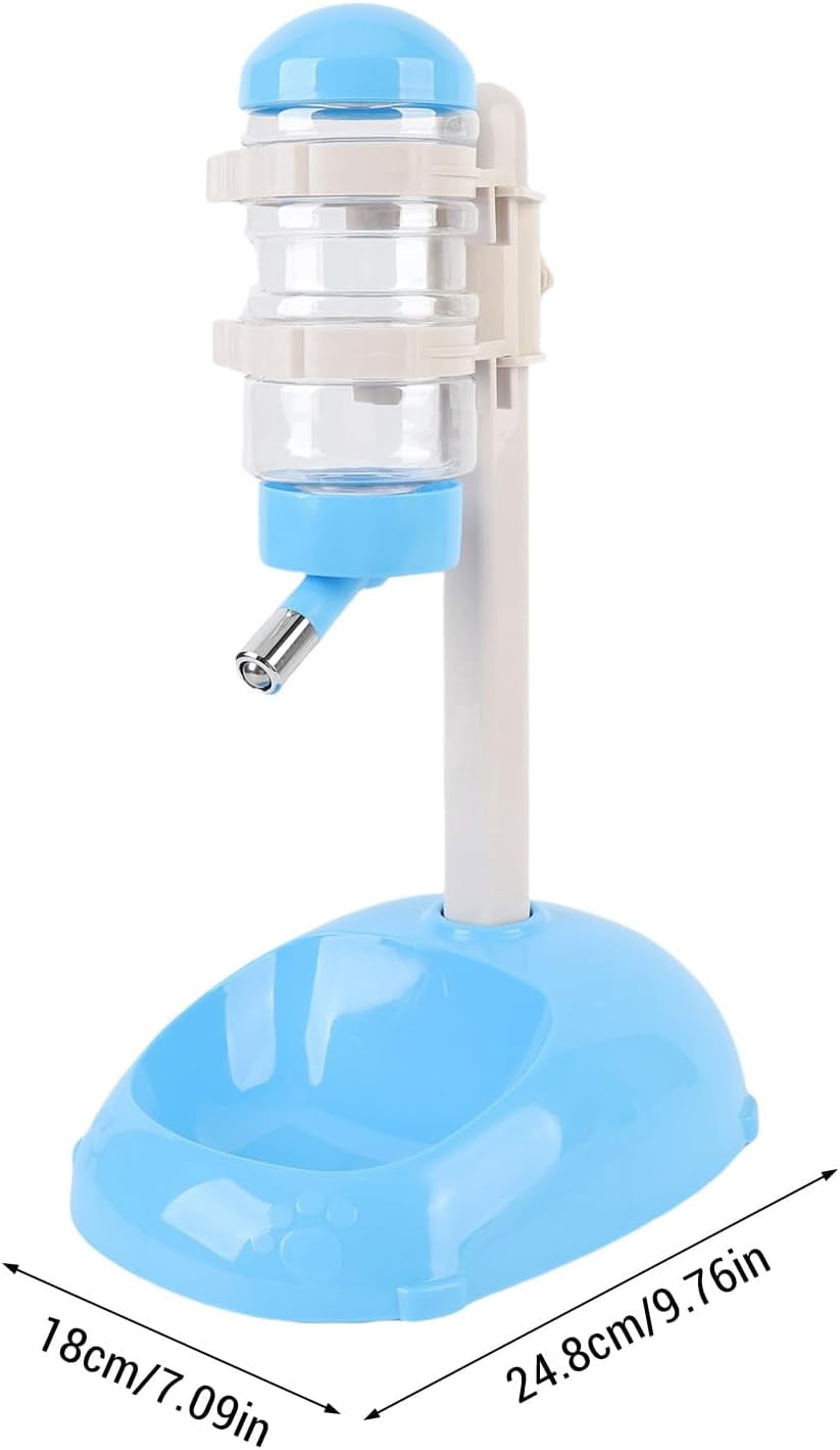 Pet Standing Water Dispenser Height Adjustable Automatic Feeder Bowl 500ml Dog Cat Blue