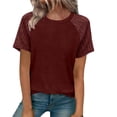 thumbnail image 5 of asjyhkr T-Shirts for Women Cotton Short Sleeve Crew Neck Lightweight Loungewear Summer Loose Casual Tops, 5 of 6