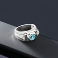 thumbnail image 5 of Gem Stone King 2.58 Ct Round Swiss Blue Topaz 925 Sterling Silver Men's Ring, 5 of 5