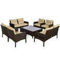 thumbnail image 4 of Patiojoy 4 Piece Patio Conversation Set Rattan Wicker Loveseat Sofa Coffee Table & Glass Top, 4 of 5