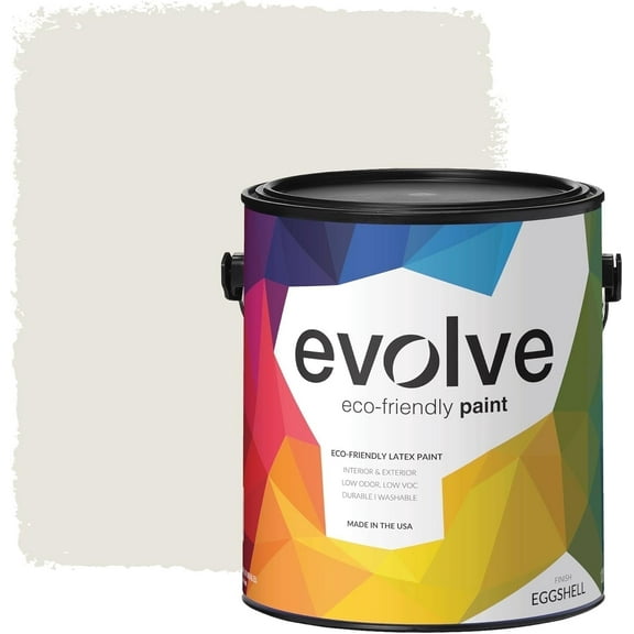Evolve Eco-Friendly Eggshell Acrylic Latex Paint and Primer, One Coat Coverage, Clover White, 1 gal