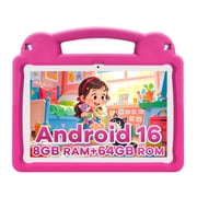 PAITANRY Kids Tablet 2026, Android 16, 10.1 inch Tablet, 8GB RAM 64GB, Parental Control, 5000mAh WiFi Bluetooth - Pink