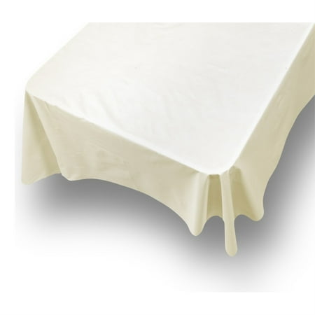 Carnation Home Fashions 70   Round  Vinyl Tablecloth with Polyester Flannel Backing in Ivory