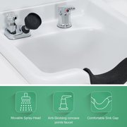 Barberpub Wall Mount Barber Station with Mirror, Shampoo Bowl, Beauty Spa Salon Equipment 3141