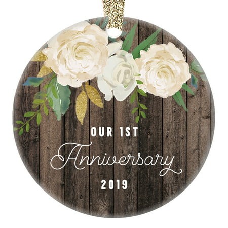 Our 1st Anniversary Ornament 2019, First Year Married Christmas Gift, Wedding Anniversaries Marriage Couple Him Her 3