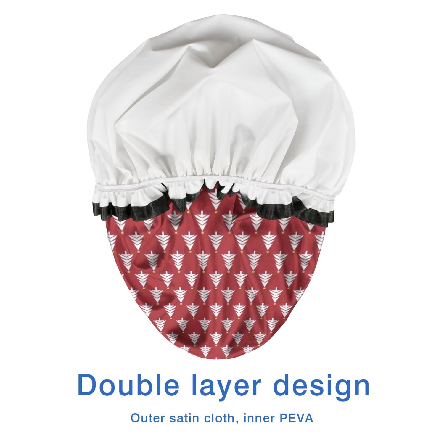Shower Caps,Red Christmas Tree Pattern Waterproof Shower Cap for Women 4 Pieces,Double Reusable Hair Cover for Shower PEVA Elastic Stretch Hem