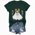 thumbnail image 4 of TOWED22 Halloween Shirts for Women Cute Ghost Graphic Tees Fall Crewneck Short Sleeve Costumes Autumn Party Graphic T-Shirt(Dark Green,3XL), 4 of 8