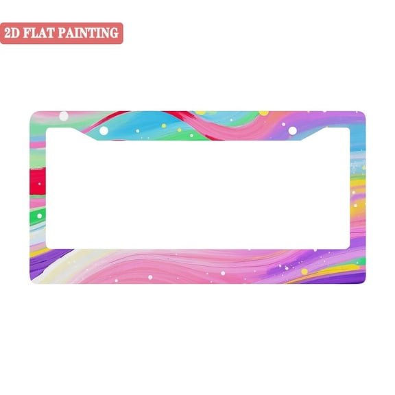 1Pack License Plate Frames with Pastel Rainbow Abstract Wave Pattern Includes Screws & Caps Full Accessories Included Size 6.3x12.2inch(16x31cm)