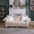 thumbnail image 3 of Morden Fort Chesterfield Tufted Camel Back Armchair Velvet Living Room Chair, Sofa 2 Pcs, Beige, 3 of 7