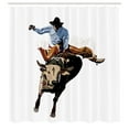 thumbnail image 3 of Ambesonne Rodeo Shower Curtain, Cowboy Bucking Bull Western, 69"Wx75"L, Rust Beige, 3 of 5