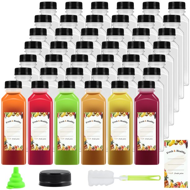 Botellas de plástico Garandad, 36 unidades, 500 ml, con tapas para zumo y leche