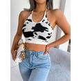 thumbnail image 5 of Summer Casual Women's Cow Pattern Waist Suspender Top And Navel-baring Sweater, 5 of 8