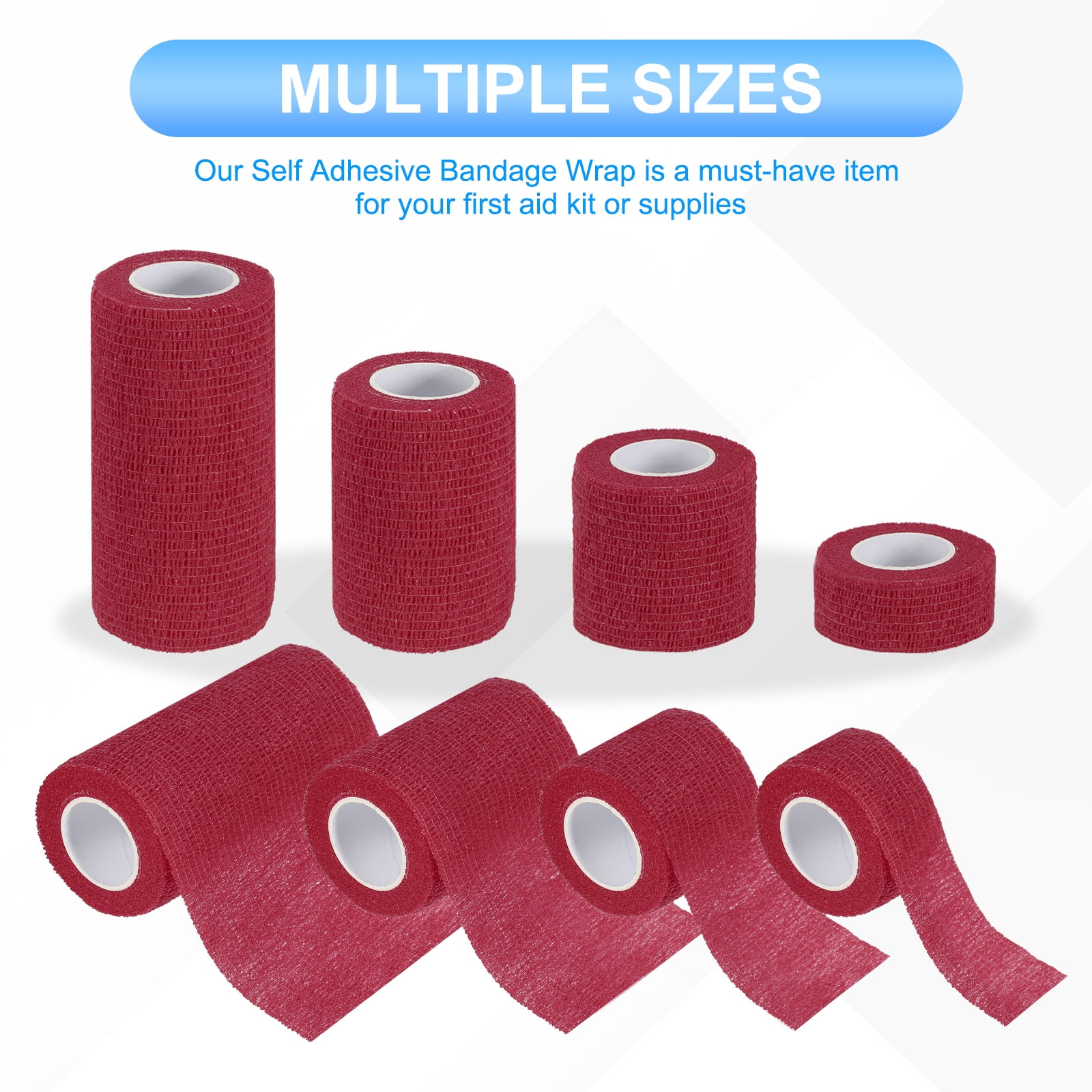 Uxcell Self Adhesive Bandage Wraps, Yard Elastic Self Breathable Self Adherent Wrap Tape for Stretch Athletic Sports Dark Red