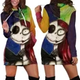 thumbnail image 3 of Vestido con capucha de Jack Skellington, suéter, vestido de moda de Disney, sudadera, vestido con capucha con estampado 3D por todas partes para mujer, 3 of 5