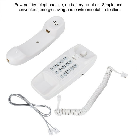 Extensión de teléfono fijo de pared sin identificador de llamadas Teléfono residencial para hotel familiar (blanco)