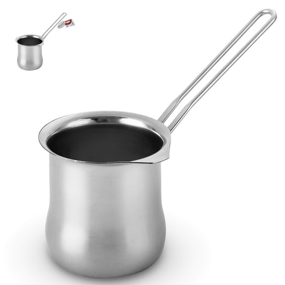 Alpine Cuisine Stainless Steel Coffee Warmer, 16oz with Ergonomic Hanging Handle - Turkish and Greek Coffee Maker, Butter Warmer, and Milk Pot for Home & Cafe Heating and Melting